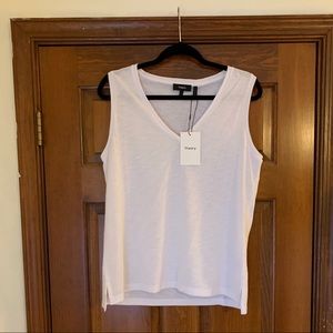Theory White Laza V Neck Tank Top Size Large NEW